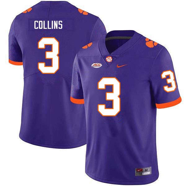 Men #3 Dacari Collins Clemson Tigers College Football Jerseys Sale-Purple